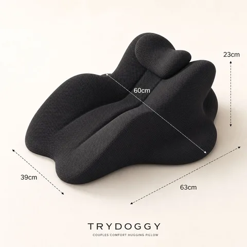 TryDoggy Intimacy Pillow dimensions: 63cm long, 39cm wide, 23cm tall